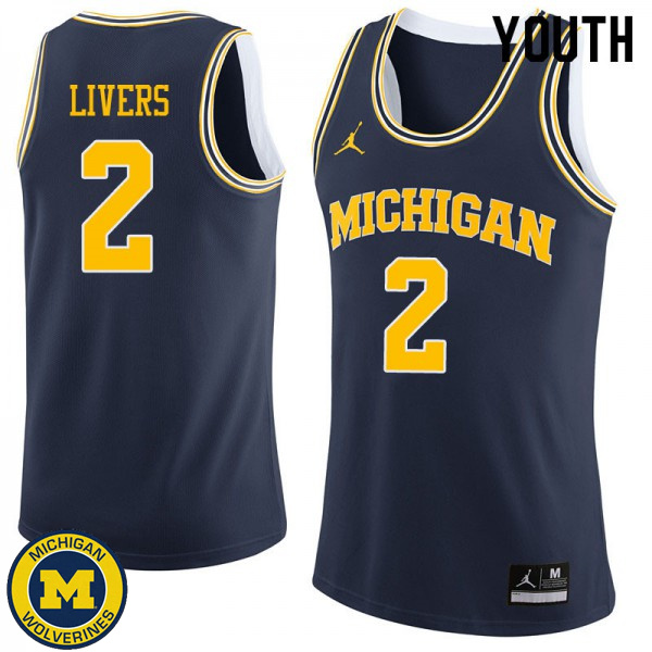 Youth Michigan Wolverines #2 Isaiah Livers Navy University Basketball Jersey